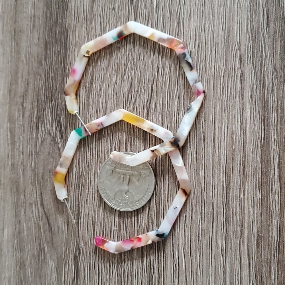 Multi Color Acrylic Hoop Earrings - Picture 2 of 3